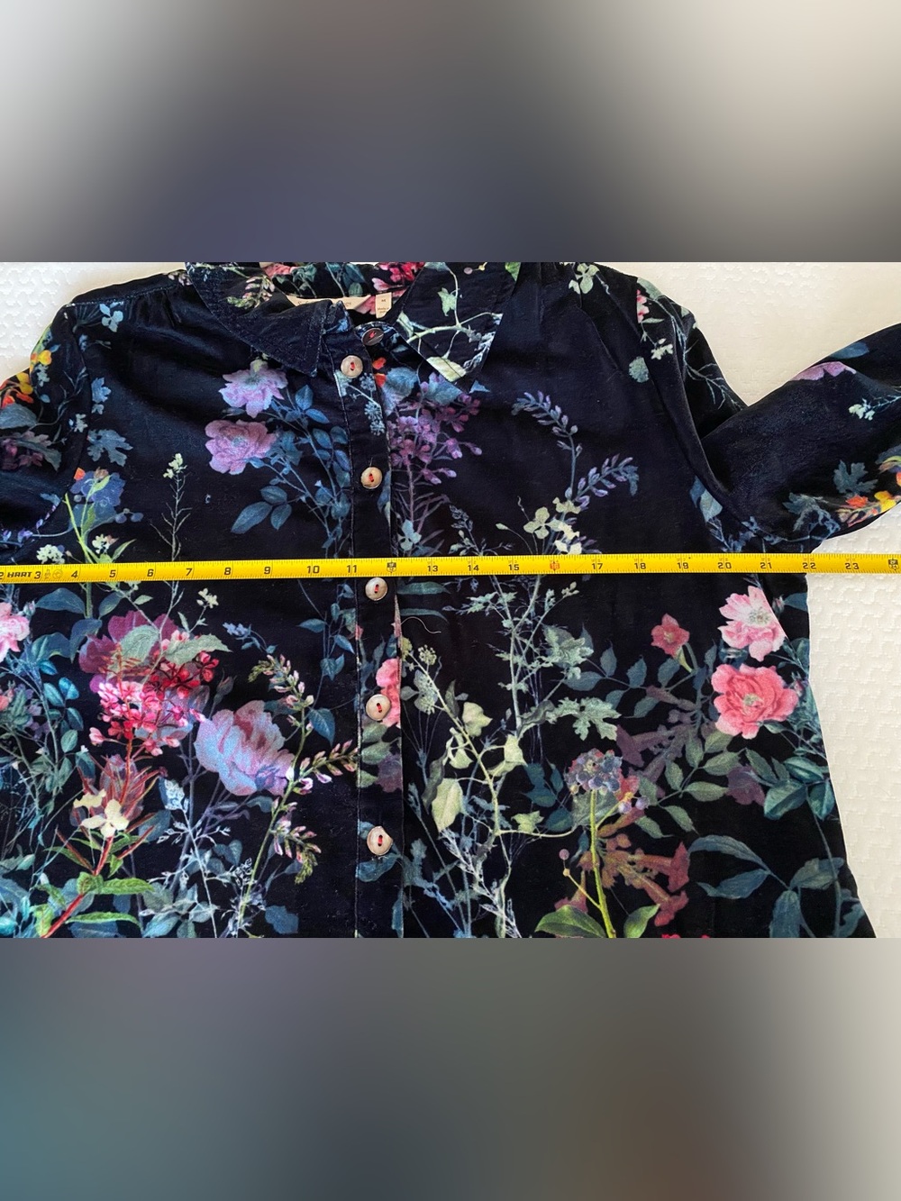 Soft Surroundings Navy Velvet Floral Shirt - Picture 5 of 11